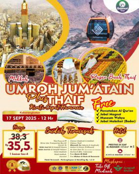 Paket Umrah Jum'atain, Plus thaif + Badar , 12 hari , Btt Ahz , Keberangkatan 17 September 2025